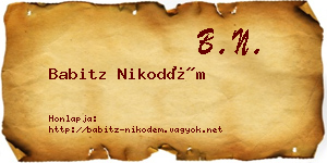Babitz Nikodém névjegykártya